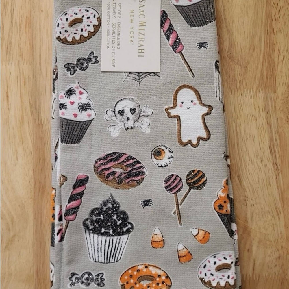 Isaac Mizrahi Halloween Kitchen Towel Ghost Donut Cupcake Candy